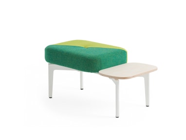 Bassline Bench Seating with green upholstery and side table