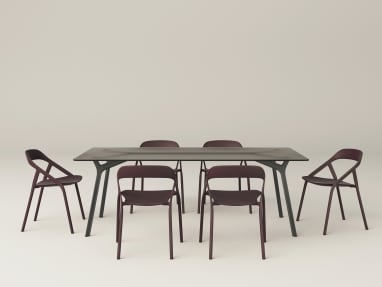 Six LessThanFive chairs and iron table