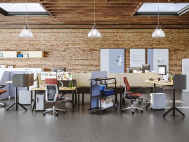 Steelcase Flex Collection products used to create workstations for a group of people