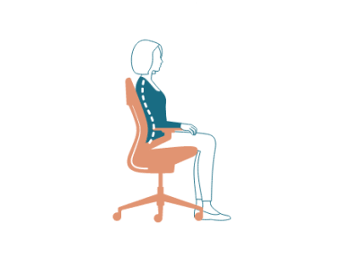 illustration of the side view of a chair with a woman sitting in it