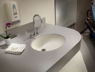 Corian sink counter in hospital room