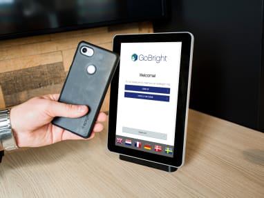 GoBright Work scheduling system on a tablet