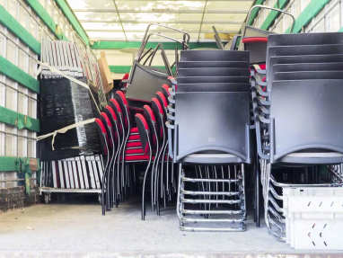 chairs piled up