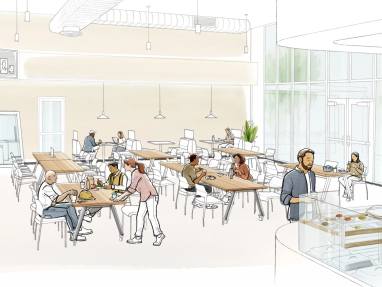 Drawing of a Community lunch area