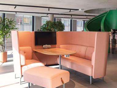 EMEA Orangebox Beyond the Desk Inclusive Booth in an office environment
