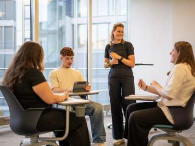 People interacting during a meeting