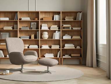 BOLIA Ripon Armchairs + Lounge Chairs in a library environment