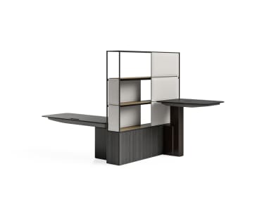 Dual-sided Mackinac application with height adjustable desk and collaborative worksurface.