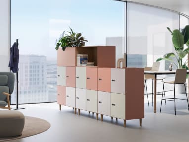 Volum Art Lockers storage solutions in a lounge environment