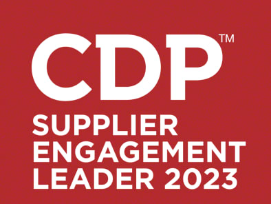 red logo saying CDP supplier engagement leader 2023