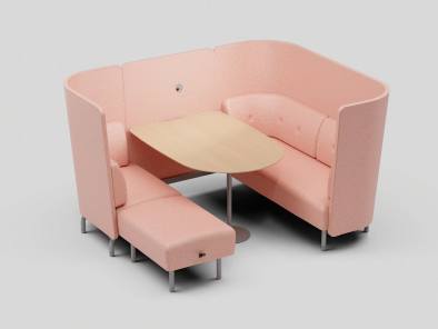 Beyond the Desk Inclusive Booth on a gray background