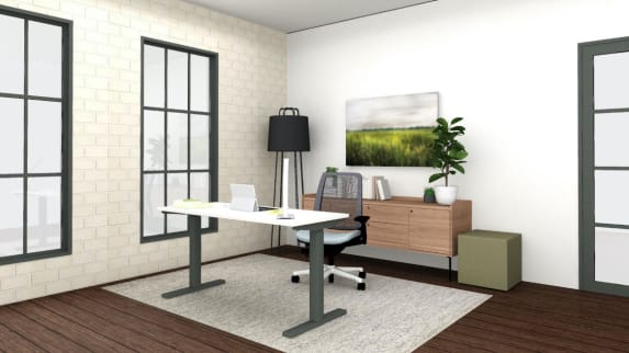 Small home office with series 1 chair and height adjustable desk