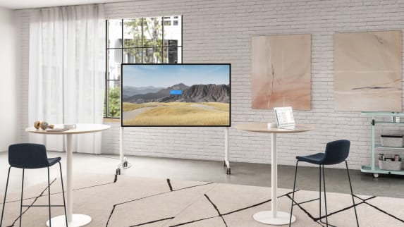 Steelcase Roam Collection Mobile Stand to support the Microsoft Surface Hub 2S 85" / Environment Open Workspace