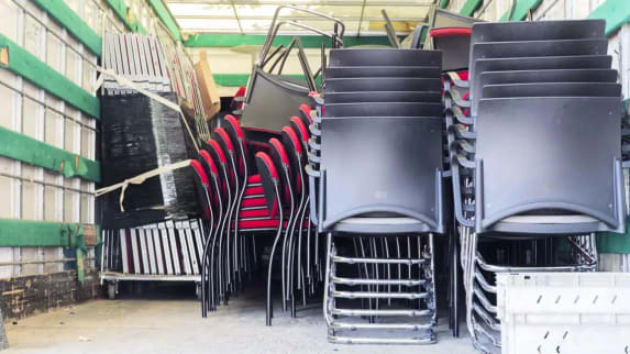 chairs stacked up