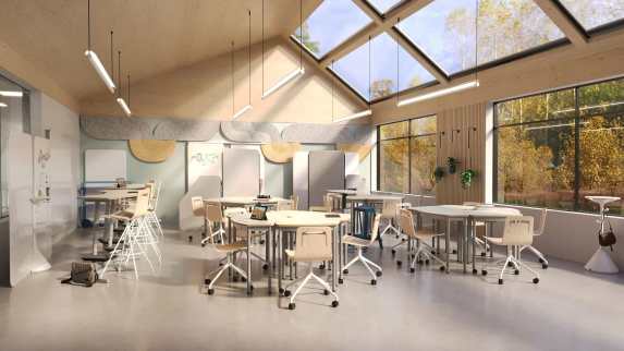 Steelcase, Vanerum and Viccarbe products in learning environment