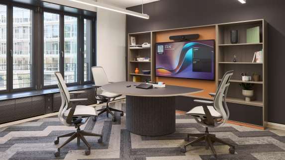 EMEA Munich LINC - Ocular Coupe 3, Karman LUX, Share It Media Wall in an office environment