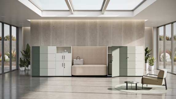 Steelcase Share It Lockers in office environment