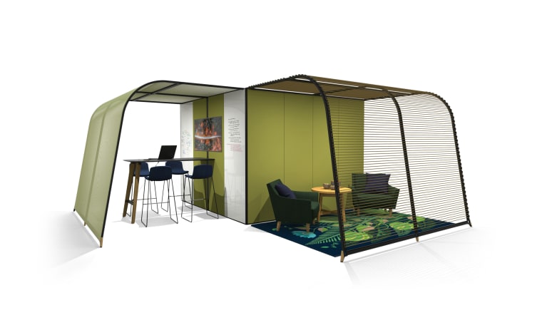 Campers&Dens CD05DLS with awning SW02 on white background