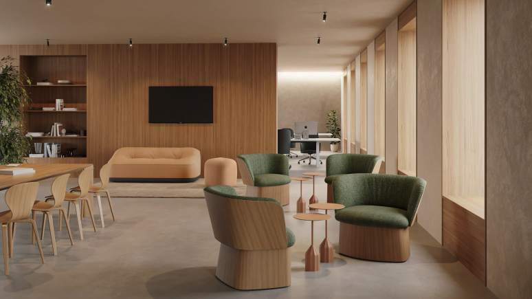 Viccarbe Manto Lounge Chair in a lounge environment