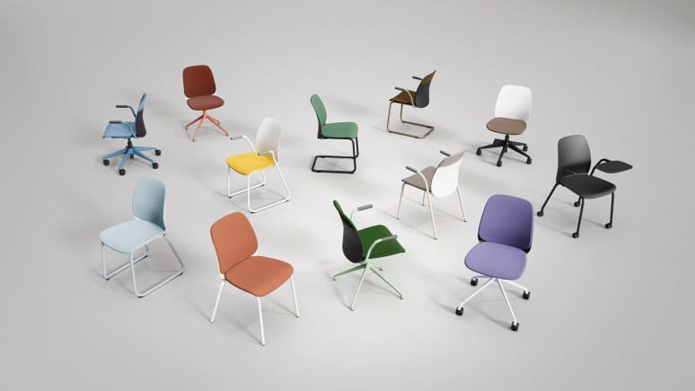 Steelcase Series M Conference Chair in grey background environment featuring all Series M models