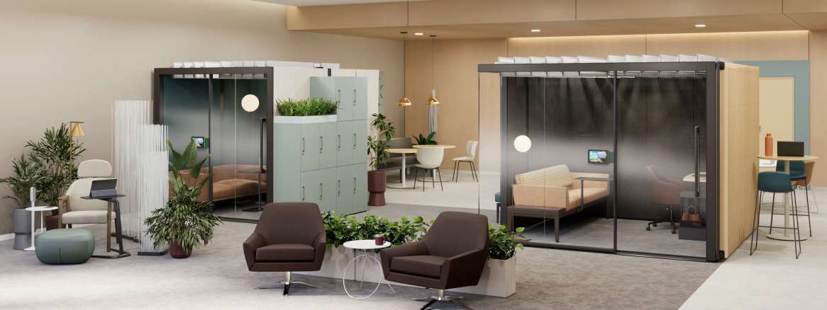 Office with enclosed spaces