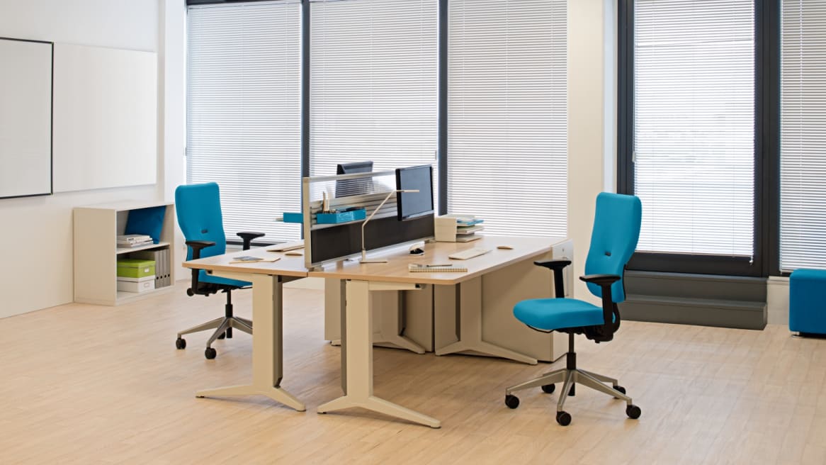 Steelcase Lets B Hi Back Task Chair with Arms Recovered Red Fabric 