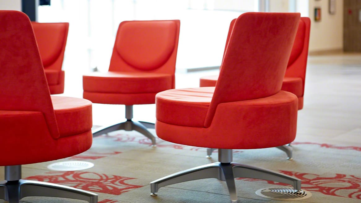 Five Topo Swivel Lounge Chairs with 4 point bases in a circle