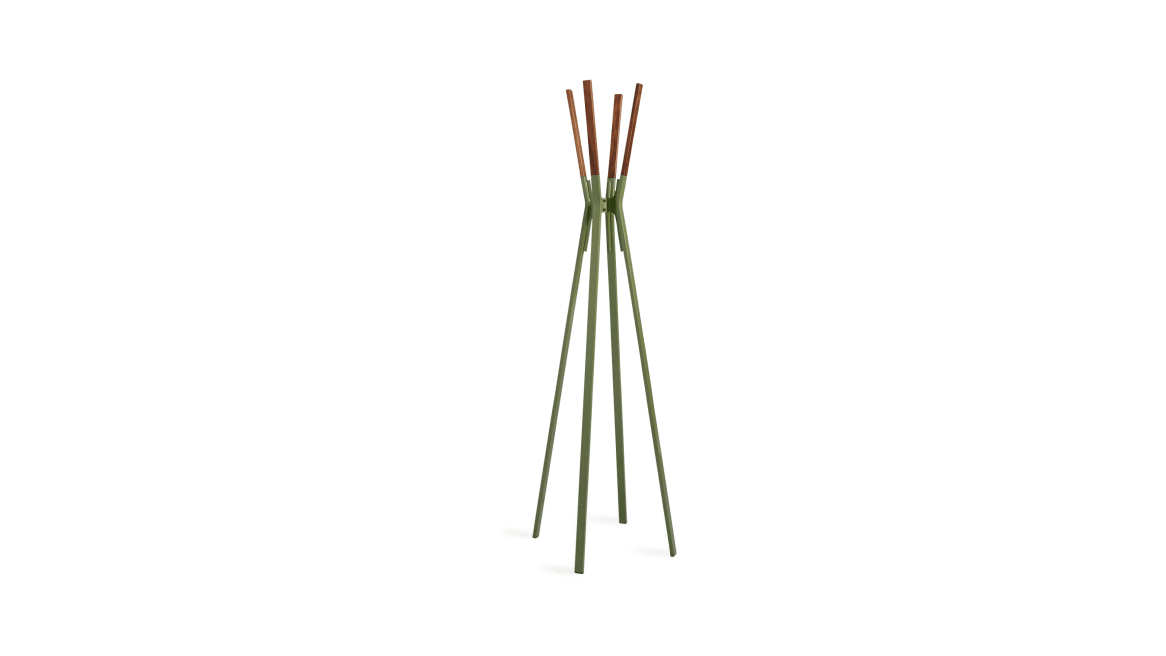 On-white image of the Splash Coat Rack in a green finish.