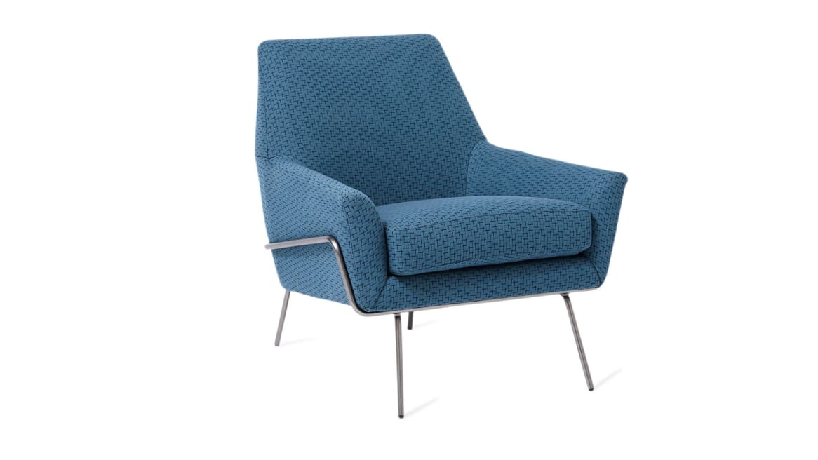 on-white image of a blue west elm Work Lucas Wire Chair