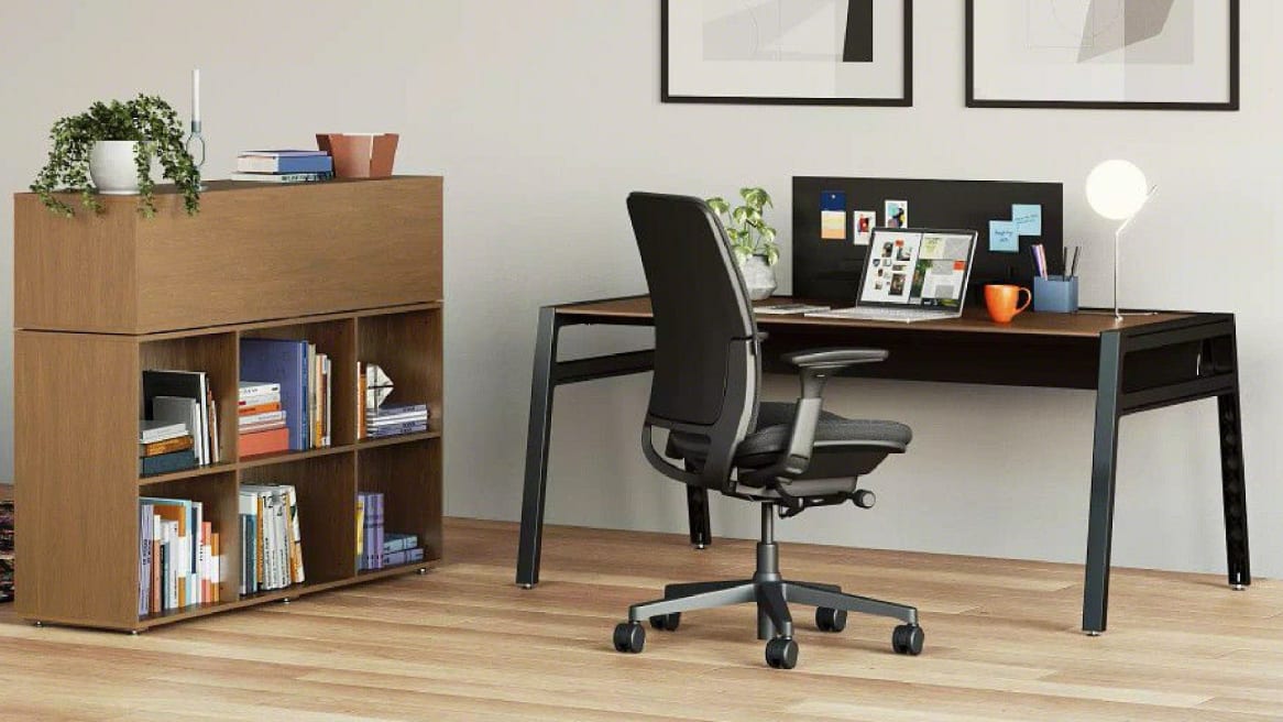 home space with a desk and Amia chair