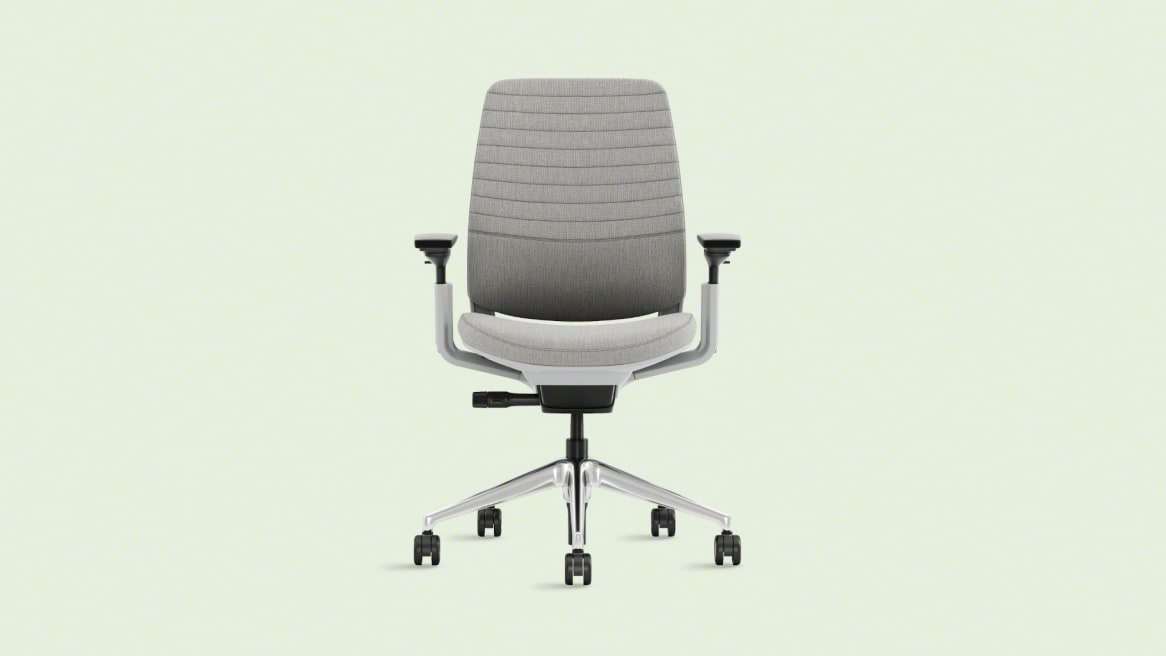 Front view of a gray 5 start series 2 chair