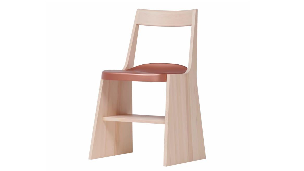 A Mattiazzi Fronda Chair with Natural Pine Base and Copper Steel Seat