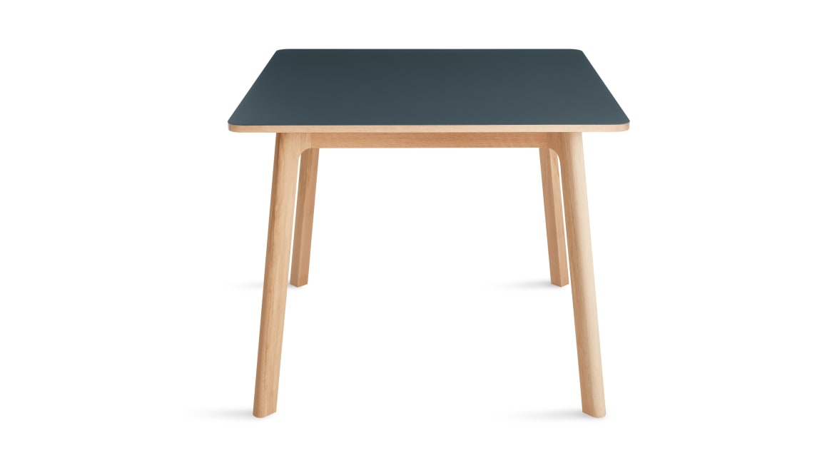 green apt square cafe table with wooded legs