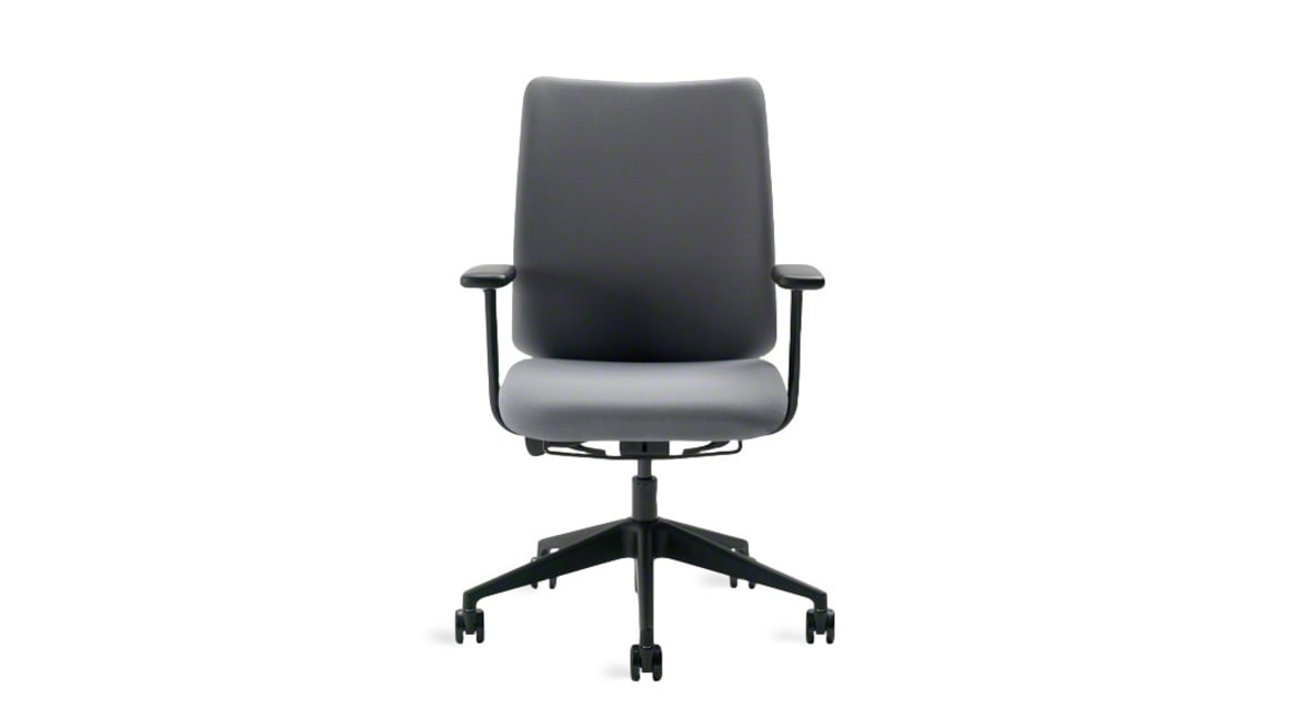 gray crew office chair with arms and 5-star base