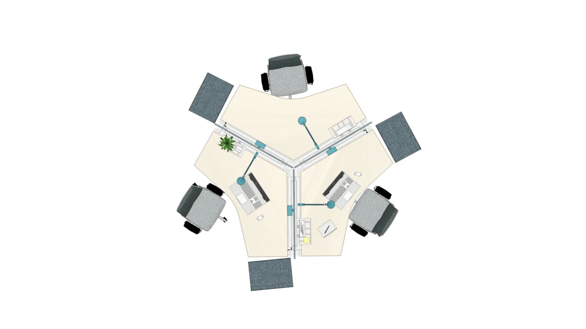 Ology Bench, Think Chair, Universal Privacy Modesty Screen, Universal Storage Planning Idea