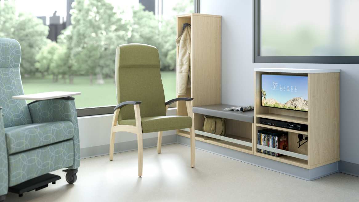 Green Mitra Guest inside of an office.