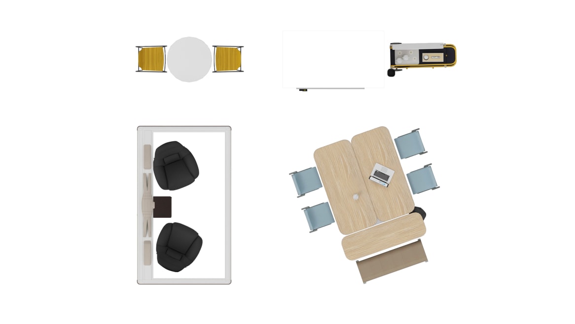 Steelcase Flex Collection，Steelcase B Free，Coalesse Montara650座位，Coalesse Montara650桌，Orangebox Air3，Polyvision Flow，Bolia Saga Armchair