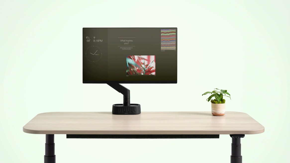 desk with monitor on it