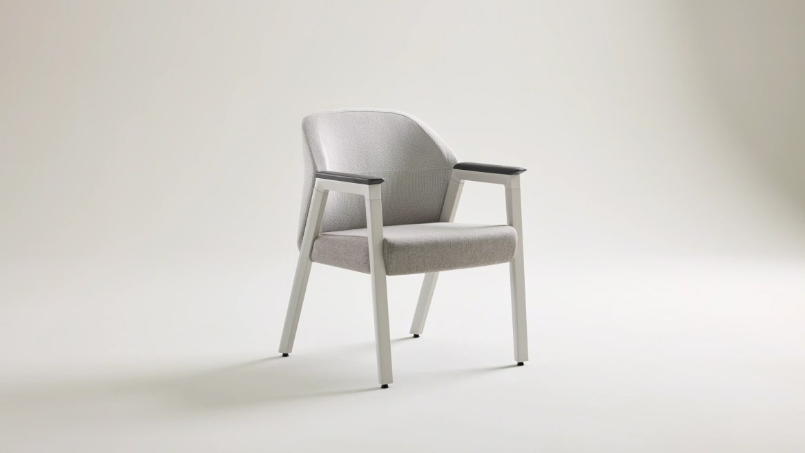 Embold Chair: Inner and Outer Back: Designtex, Pause, Canvas, Seat: Designtex, Helsinki Crypton, Paint: Chalk, Arm: Overhang Merle​