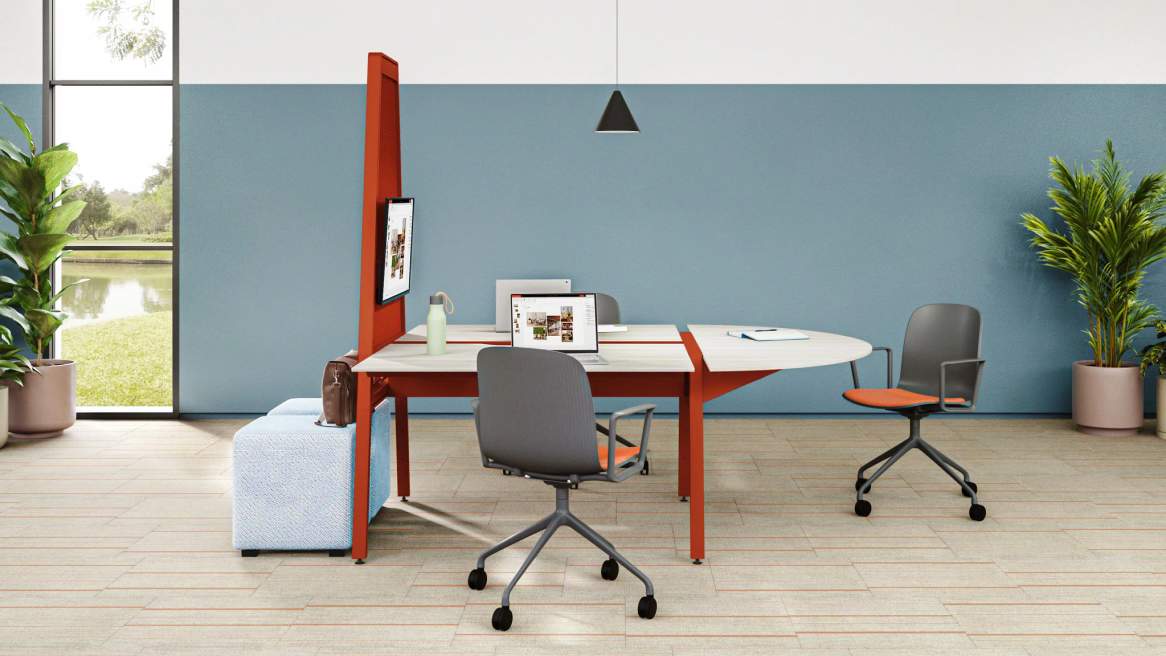 Bivi desk system in an office space environment