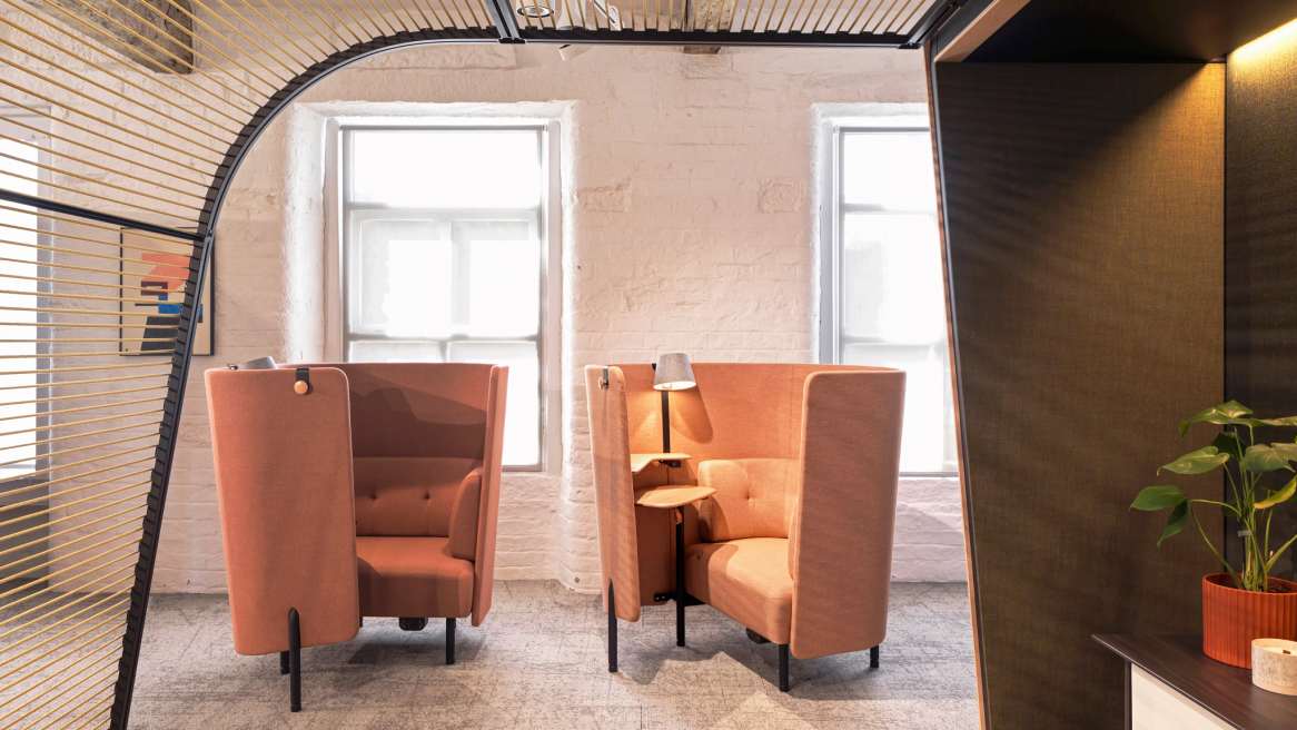 Orangebox Diggs pods in an office environment