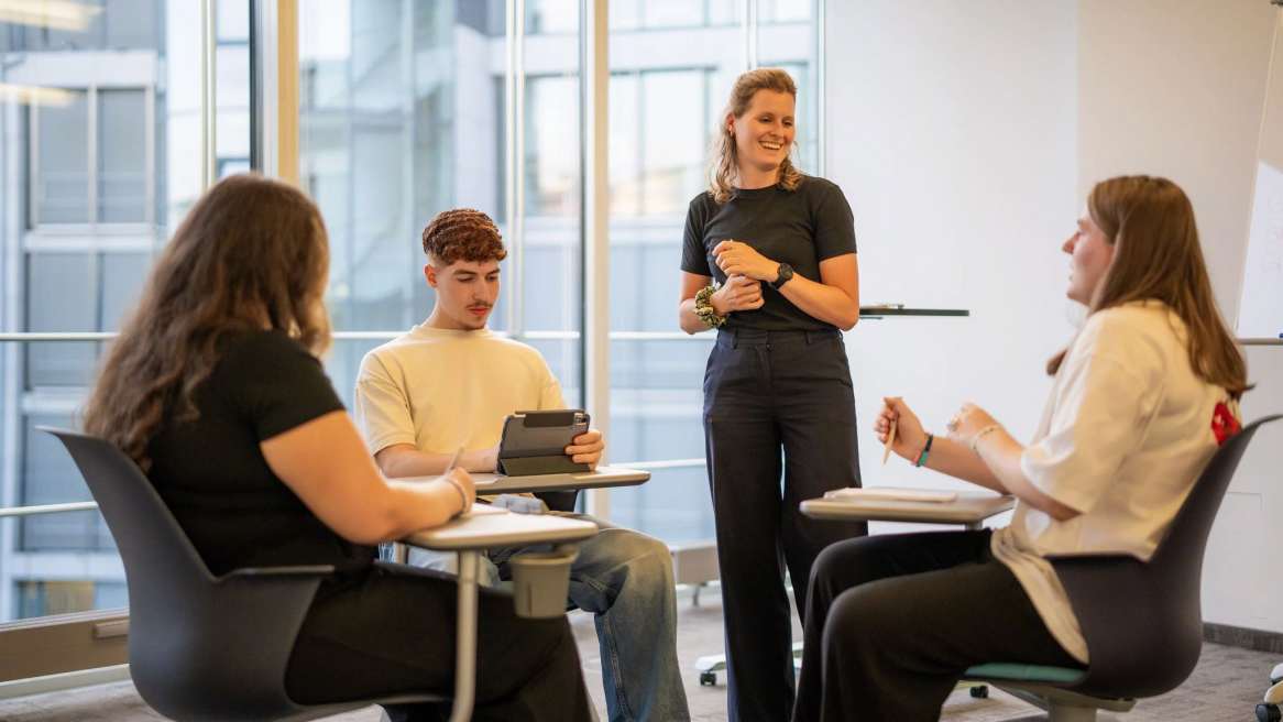 People interacting during a meeting