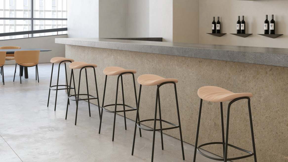 Funda Bar Stool - Fixed 4-Leg Base