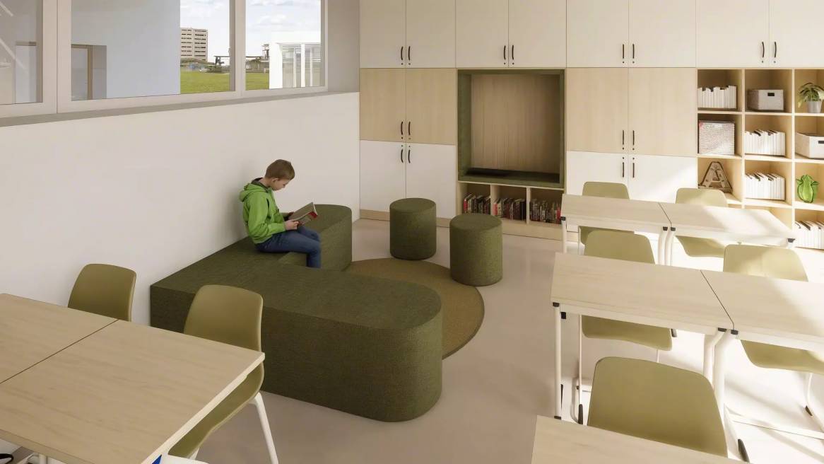 Vanerum Versa M tables and with chairs in a classroom environment