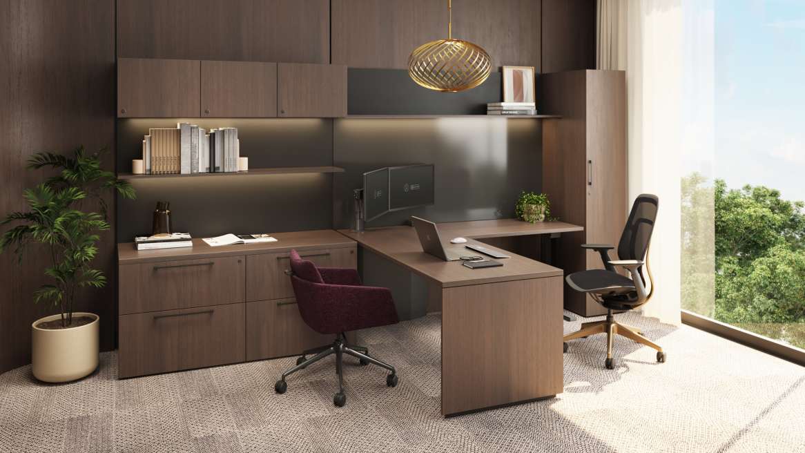 Steelcase Karman Task Chair, Slim Leg Height-Adjustable Desk Private Office
