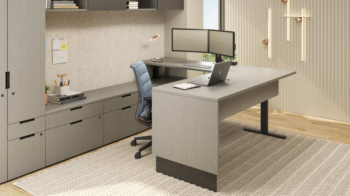 Slim Leg Height-Adjustable Desk Private Office