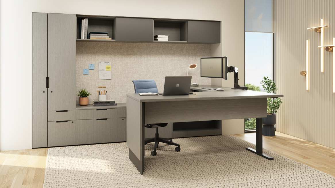 Slim Leg Height-Adjustable Desk Private Office