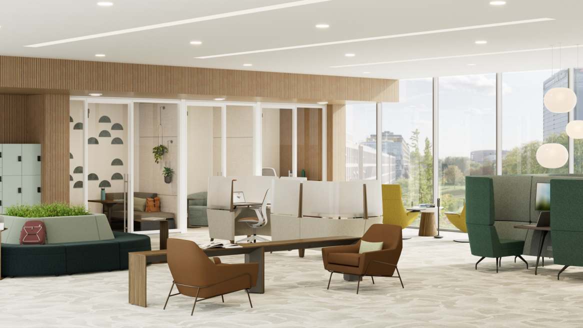 Higher Ed Library Open and Enclosed Study Space