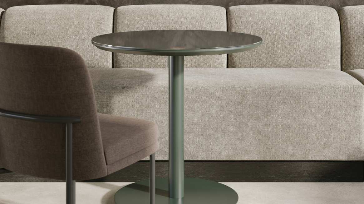 West Elm Chroma Cafe Tables in Dark Olive Green