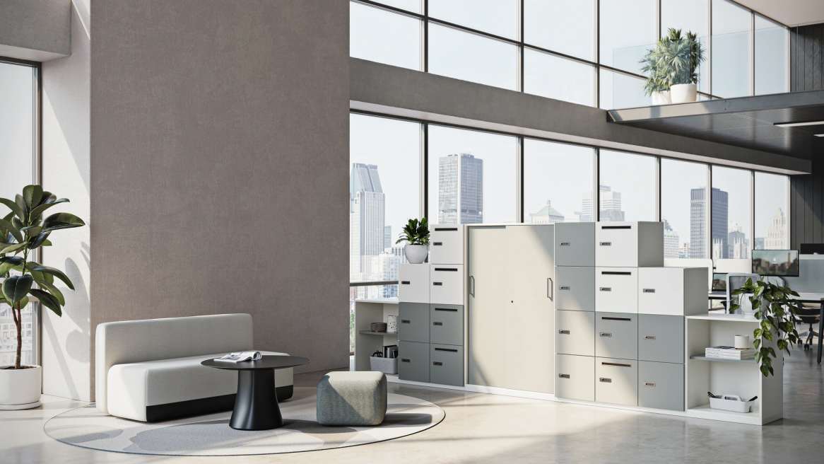 Steelcase Share It Lockers in office environment